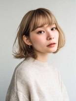 トクテ 高円寺(tokute) くびレイヤーエモージュ前髪モテベージュレイヤーミディ/高円寺