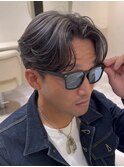 50代40代白髪ぼかしシルバーメッシュバレイヤージュ