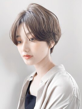★グレージュブリーチなしショートカットショートパーマカラー
