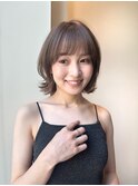 ミディアムレイヤーカット/大人ガーリー/ダークアッシュ/銀座