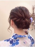 編み込み　ヘアセット　浴衣 卒業式　成人式　着物