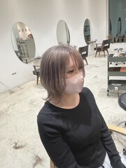 切りっぱなしボブ/エアリーロング/美髪/ピンクブラウン/ウルフ