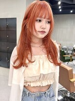 ヘアー アイス ルーチェ(HAIR ICI LUCE)&nbsp;オレンジカラー/レイヤーカット/ロングウルフ/レイヤー/城倉