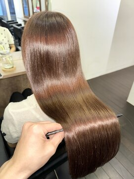 ルーツアイリー 心斎橋(ROOTS IRIE) 髪質改善　髪質改善カラー　ピンクベージュ　艶感ストレート