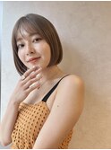 縮毛矯正くびれヘアアプリコットオレンジハイライトカラーボブ