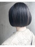 【Marl】ハイライト入りブラックグレージュのシンプルなボブ♪