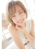 グレージュカラー/斜めバング/似合わせカット
