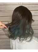 ターコイズブルーインナーカラー