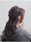 ハーフアップ巻き髪