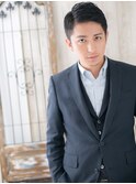 爽やか七三オールバックツーブロックショートQ