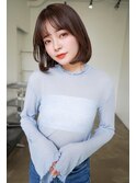 大人かわいい韓国風サイドバング　まろブラウン　ボブ
