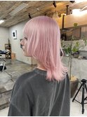 ホワイトピンク×レイヤーボブ