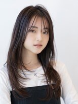 チョコグレージュ/20代30代大人かわいい/ミディアムレイヤー