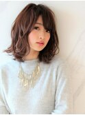 ■斜めバング外ハネボブ無造作セミディM.SLASH自由が丘22-9