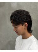 大分フェザーパーマセンターパートウルフカットメンズパーマ