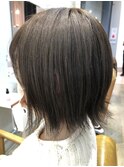 ショートくびれヘアオリーブグレージュ小顔周りレイヤー西葛西