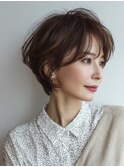 白髪ぼかし脱白髪染め似合わせショートボブ40代50代60代