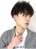 前下がりスパイラルパーマワイルドアップバングビジネス