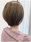 【ひし形ショート】透明感ベージュ フレンチガーリー
