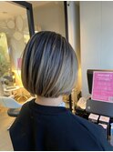ショートボブ×バレイヤージュ［錦糸町/ショート/ハイライト］