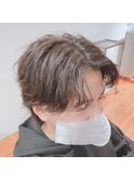 センターパート×ナチュラルパーマ