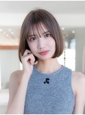切りっぱなしボブ／大人かわいい/美髪質改善/20代30代/丸型/卵型