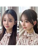 結んで可愛いお顔まわり　前髪顔周りおくれ毛サイドバング