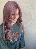 ハイトーンカラー/ピンクベージュ/艶ロング/10代20代