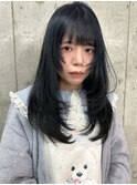 ぱっつん前髪×フェイスレイヤーロング×ワンカールで決まる