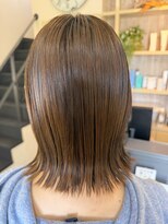 アンレーブ ヘア メイク&nbsp;透明感ブラウンの大人外ハネミディ/20代30代40代/秋カラー