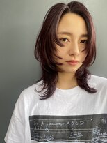ブラウヘアアンドケア(care) カシスカラー×ミディアムウルフ