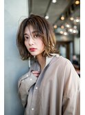 大人かわいい前髪セシルカットココアブラウンフリンジウェーブ