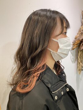 クララ スギタ(CLALA Sugita) インナーカラー/コーラルピンク☆切りっぱなしミディ