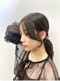 前髪ありこなれミディイメチェンウェーブパーマアンブレラカラー