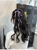 《カジュアルヘアセット》編み込みハーフツイン