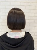 10代20代切りっぱなしボブ肩上ストレートアッシュブラウン