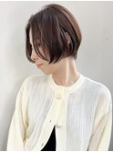 ショートボブ/ウエットヘア/オリーブベージュ/レイヤーカット/c