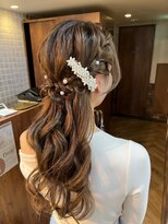 シュリット(schritt) 王道サイド編みこみハーフアップ結婚式ヘアセット渋谷エジリ