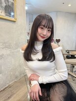 アンジェリカラボ 梅田店(ANGELICA LABO)&nbsp;韓国風くびれレイヤーカット×グレージュ×透明感ブラウン川又