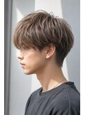 メンズマッシュヘアアッシュブラウンカラー