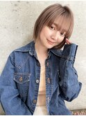 ボブ　バイカラー　ピンクベージュ　ケアブリーチ　代官山　