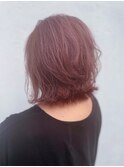 サワーピンク×くびれボブレイヤースタイル
