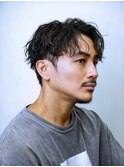センターパートツイストスパイラルショート