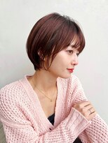 トルネード(TORNADO) 大人丸みショートボブ前髪ありピンクブラウンひし形K20250110