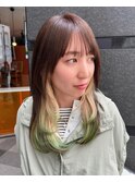 エンドカラーグリーン_イヤリングカラー_フェイスフレーミング