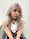 シアーカラー/シルキーベージュ/ブラントカット/セミディ