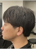 フェザーパーマ/グレーブルーカラー/刈り上げショートパンク