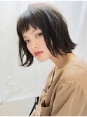 前髪カット　切りっぱなしボブ　ぱっつんボブ　大人ボブ