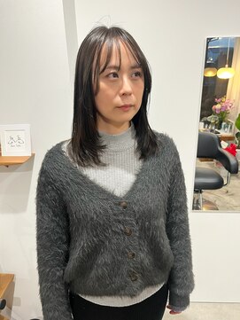 カフネ(CAFUNE) 柔らかツヤ縮毛矯正×ミディアムレイヤー×ダークオリーブカラー