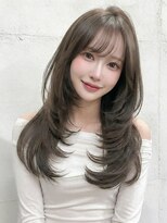 リリーバイフォルテ 静岡駅前店(Lily by FORTE)&nbsp;セミロングレイヤー モカブラウン シャギーカット 顔周り